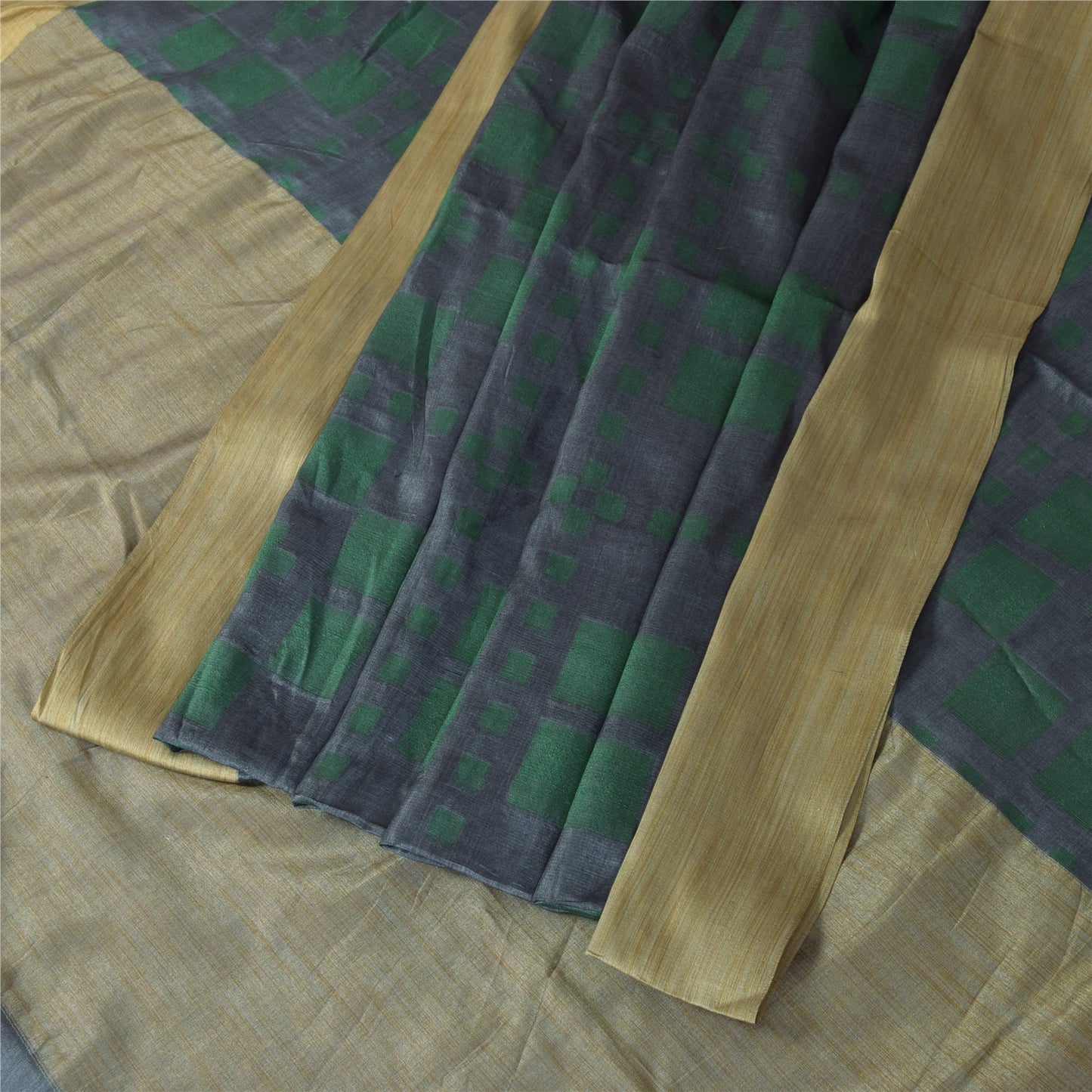 Sanskriti Vintage Grey Sarees 100% Pure Silk Woven Sari Craft 5 Yard Soft Fabric