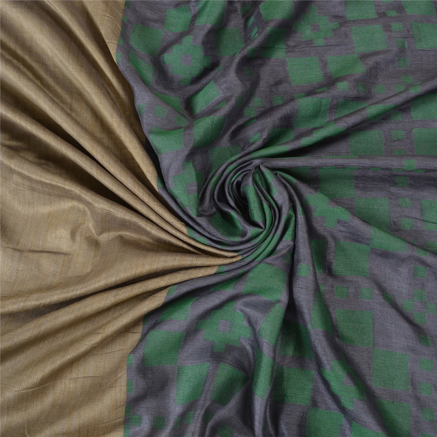 Sanskriti Vintage Grey Sarees 100% Pure Silk Woven Sari Craft 5 Yard Soft Fabric