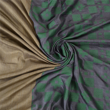 Sanskriti Vintage Grey Sarees 100% Pure Silk Woven Sari Craft 5 Yard Soft Fabric