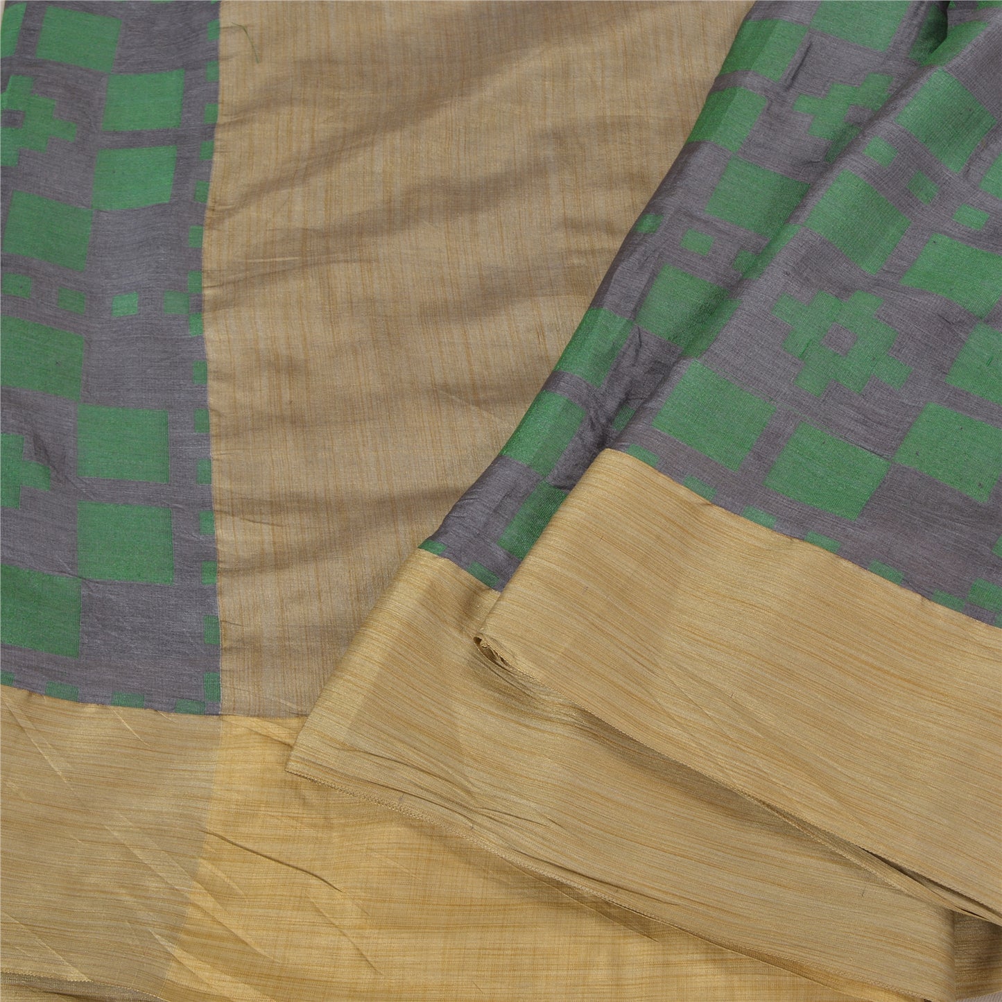 Sanskriti Vintage Grey Sarees 100% Pure Silk Woven Sari Craft 5 Yard Soft Fabric