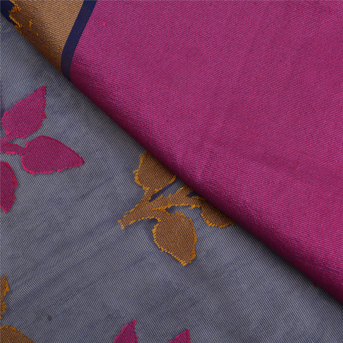 Sanskriti Vintage Tant Jacquard Woven Art Silk Saree Blue Bengali Sari Fabric