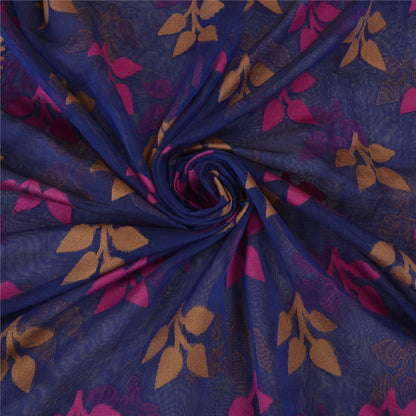 Sanskriti Vintage Tant Jacquard Woven Art Silk Saree Blue Bengali Sari Fabric
