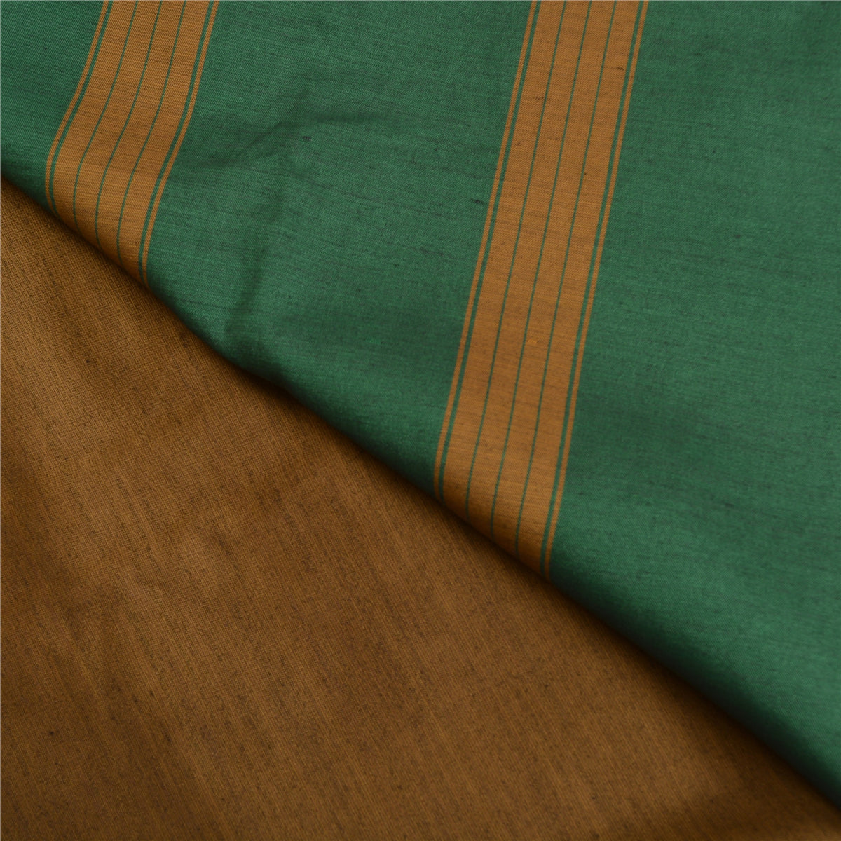 Sanskriti Vintage Ilkal Hand Woven Cotton Saree Brown karnataka Sari 5Yd Fabric