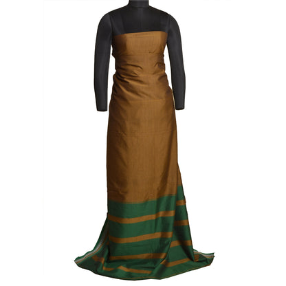 Sanskriti Vintage Ilkal Hand Woven Cotton Saree Brown karnataka Sari 5Yd Fabric