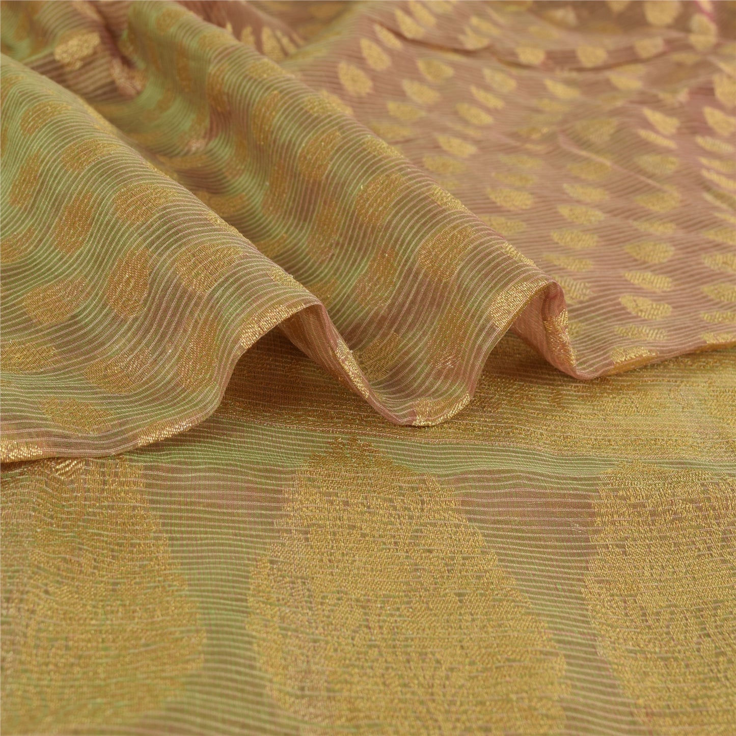 Sanskriti Vintage Green Indian Sarees Art Silk Woven Premium Sari Craft Fabric
