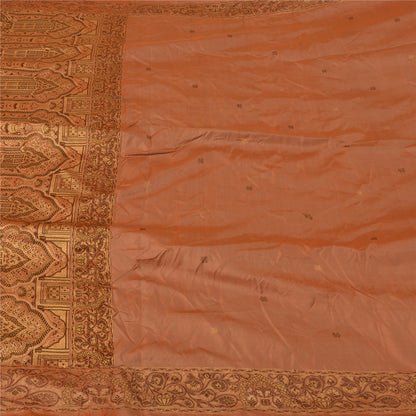 Sanskriti Vintage Brown Indian Sarees 100% Pure Silk Woven Premium Sari Fabric