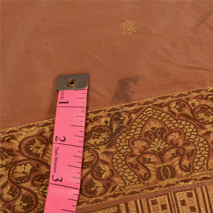 Sanskriti Vintage Brown Indian Sarees 100% Pure Silk Woven Premium Sari Fabric