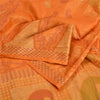 Sanskriti Vintage Saffron Indian Sarees 100% Pure Silk Woven Sari 5 YD Fabric