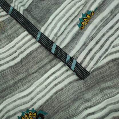 Sanskriti Vintage Embroidered-Printed Blend Georgette Saree Green Sari Fabric