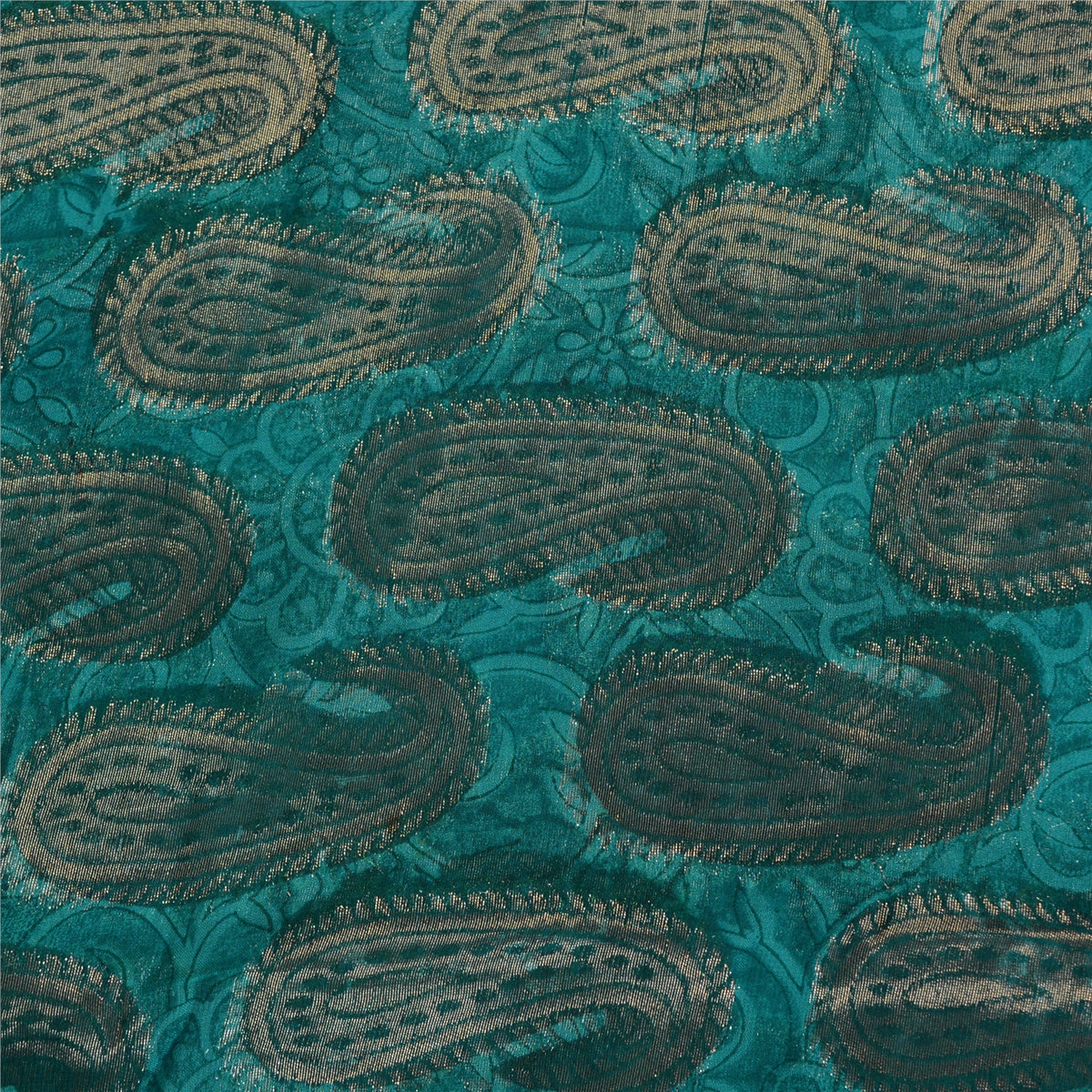 Sanskriti Vintage Zari Woven Paisley Blue Sarees Pure Georgette Silk Sari Fabric