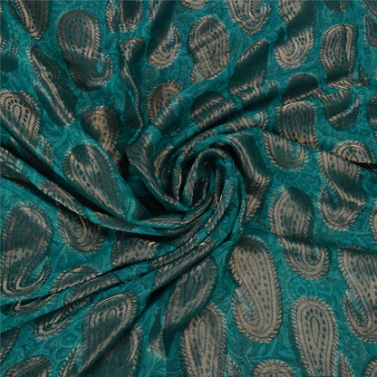 Sanskriti Vintage Zari Woven Paisley Blue Sarees Pure Georgette Silk Sari Fabric