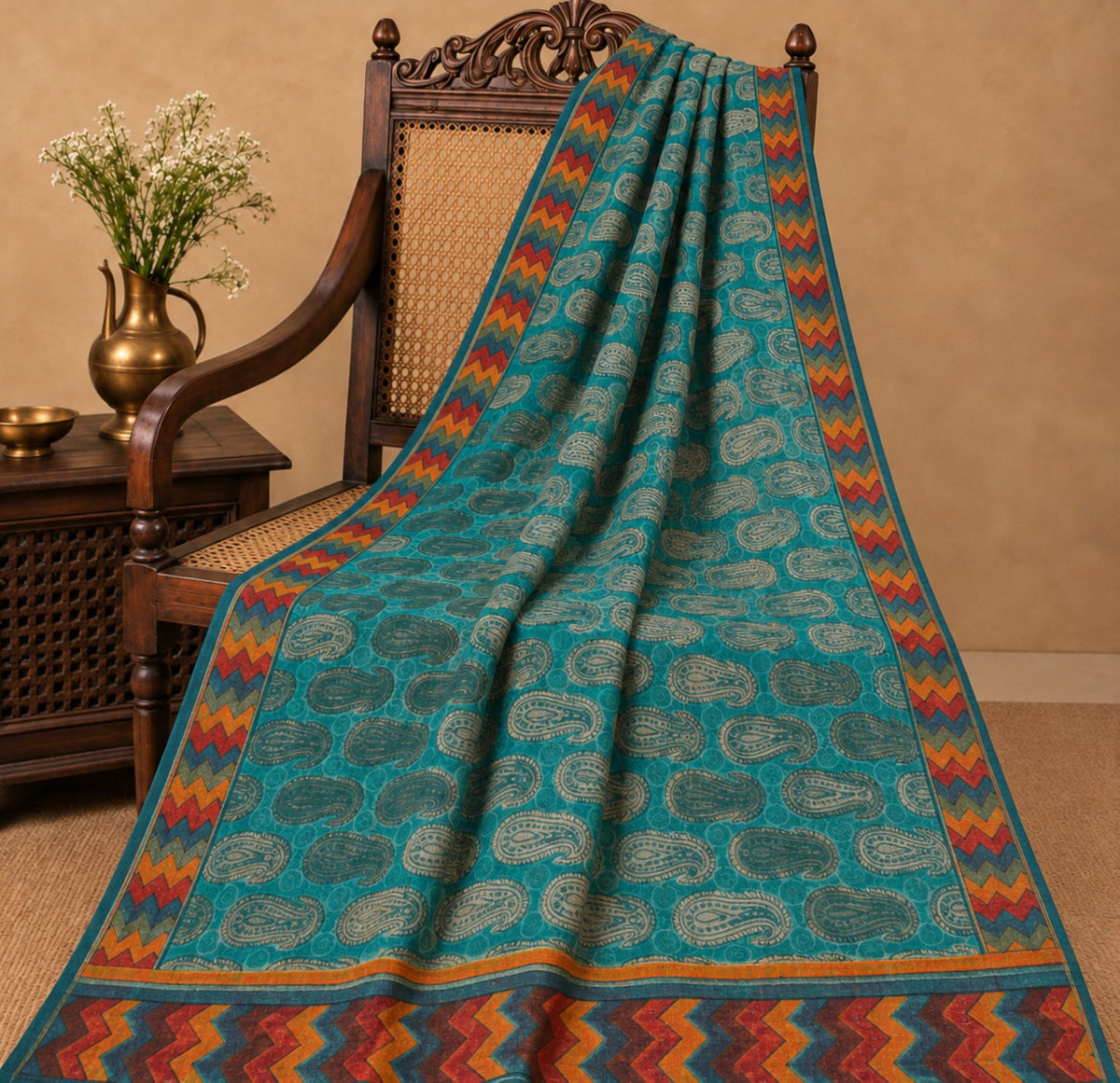 Sanskriti Vintage Zari Woven Paisley Blue Sarees Pure Georgette Silk Sari Fabric