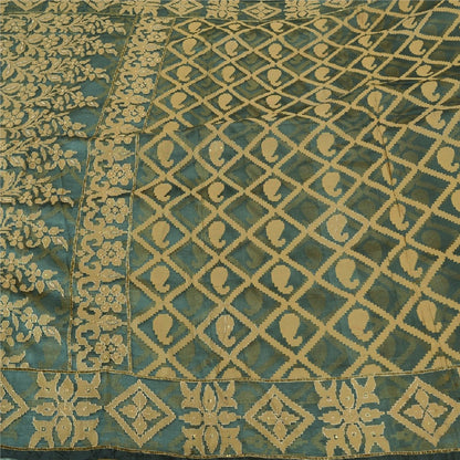 Sanskriti Vintage Grey Sarees Pure Organza Silk Hand Beaded Woven Sari Sustainable Fabric