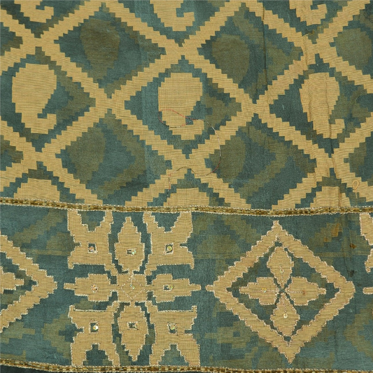 Sanskriti Vintage Grey Sarees Pure Organza Silk Hand Beaded Woven Sari Sustainable Fabric