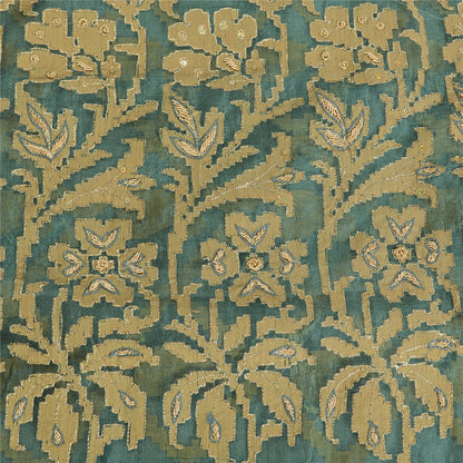 Sanskriti Vintage Grey Sarees Pure Organza Silk Hand Beaded Woven Sari Sustainable Fabric