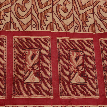 Sanskriti Vintage Jacquard Woven Pure Silk Saree Red Sari Premium Craft Fabric