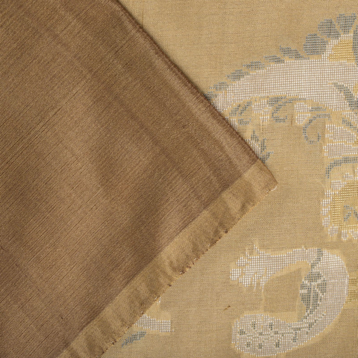 Sanskriti Vintage Paisley Woven 100% Pure Silk Saree Brown Sari 5Yd Craft Fabric