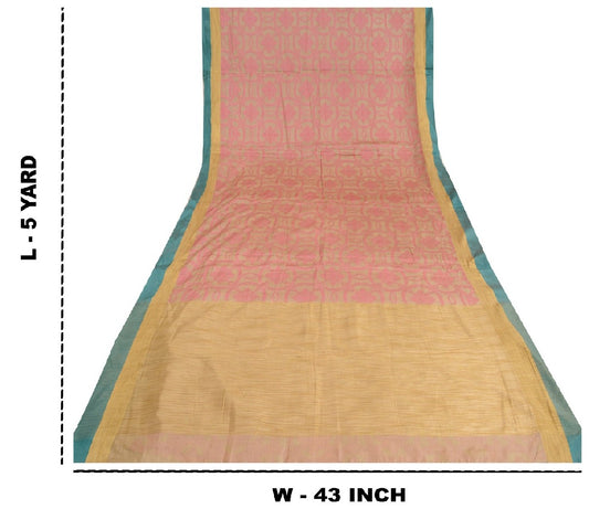 Sanskriti Vintage Cream Sarees 100% Pure Handloom Silk Woven Premium Sari Sustainable Fabric