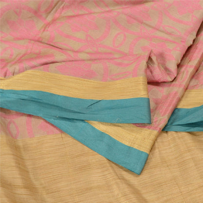 Sanskriti Vintage Cream Sarees 100% Pure Handloom Silk Woven Premium Sari Sustainable Fabric