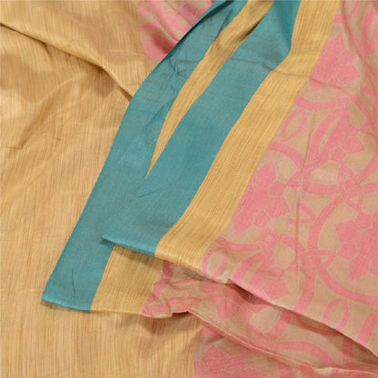 Sanskriti Vintage Cream Sarees 100% Pure Handloom Silk Woven Premium Sari Sustainable Fabric