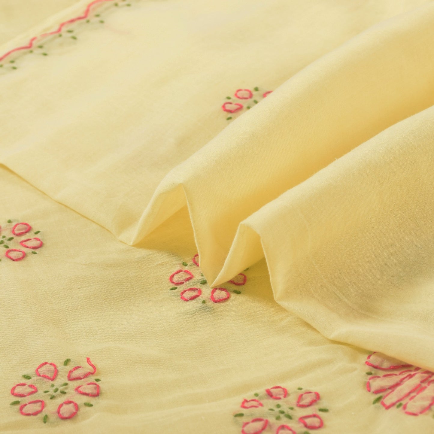 Sanskriti Vintage Yellow Sarees Blend Cotton Handmade Chikankari Sari Sustainable Fabric