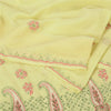 Sanskriti Vintage Yellow Sarees Blend Cotton Handmade Chikankari Sari Sustainable Fabric