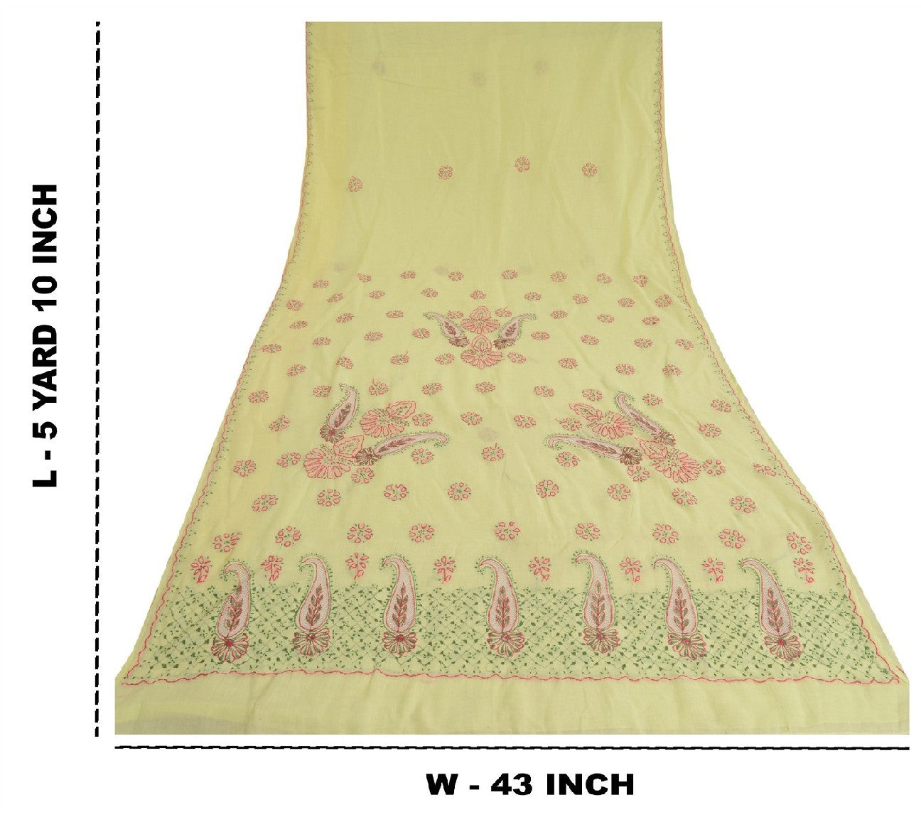 Sanskriti Vintage Yellow Sarees Blend Cotton Handmade Chikankari Sari Sustainable Fabric