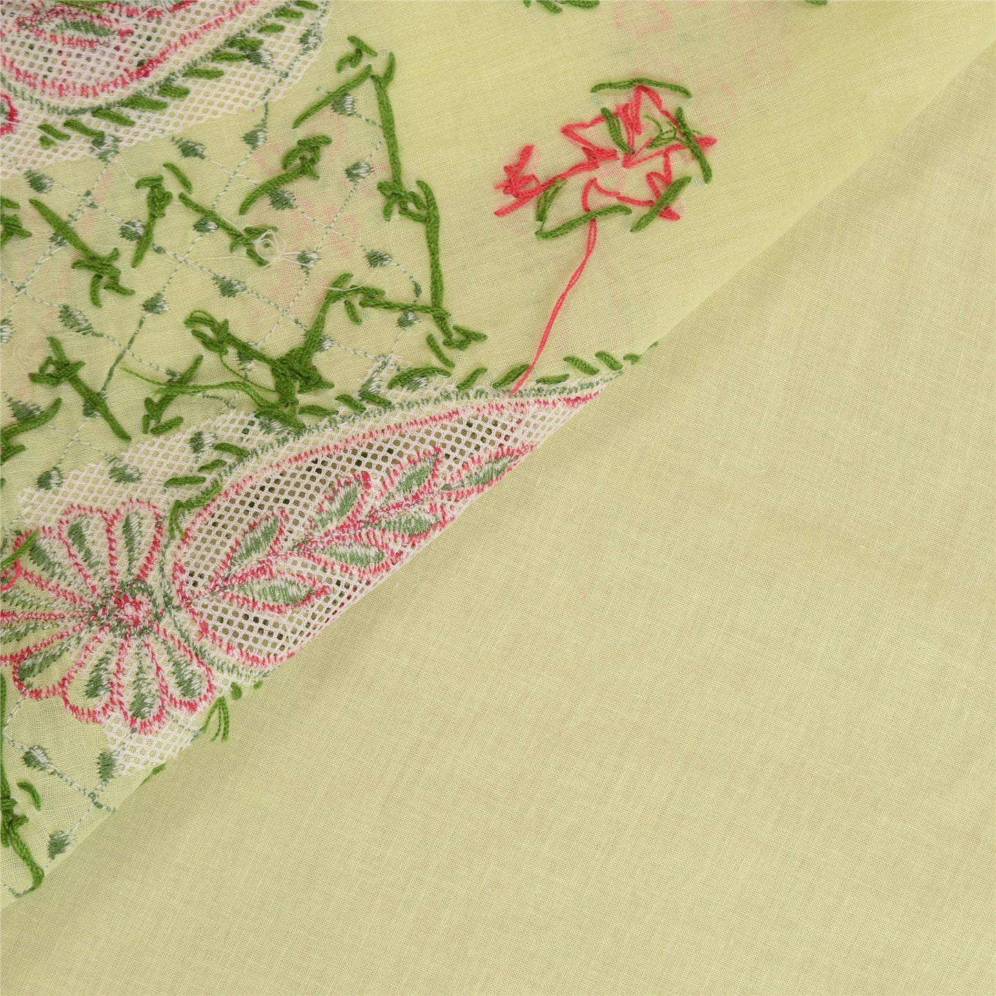 Sanskriti Vintage Yellow Sarees Blend Cotton Handmade Chikankari Sari Sustainable Fabric