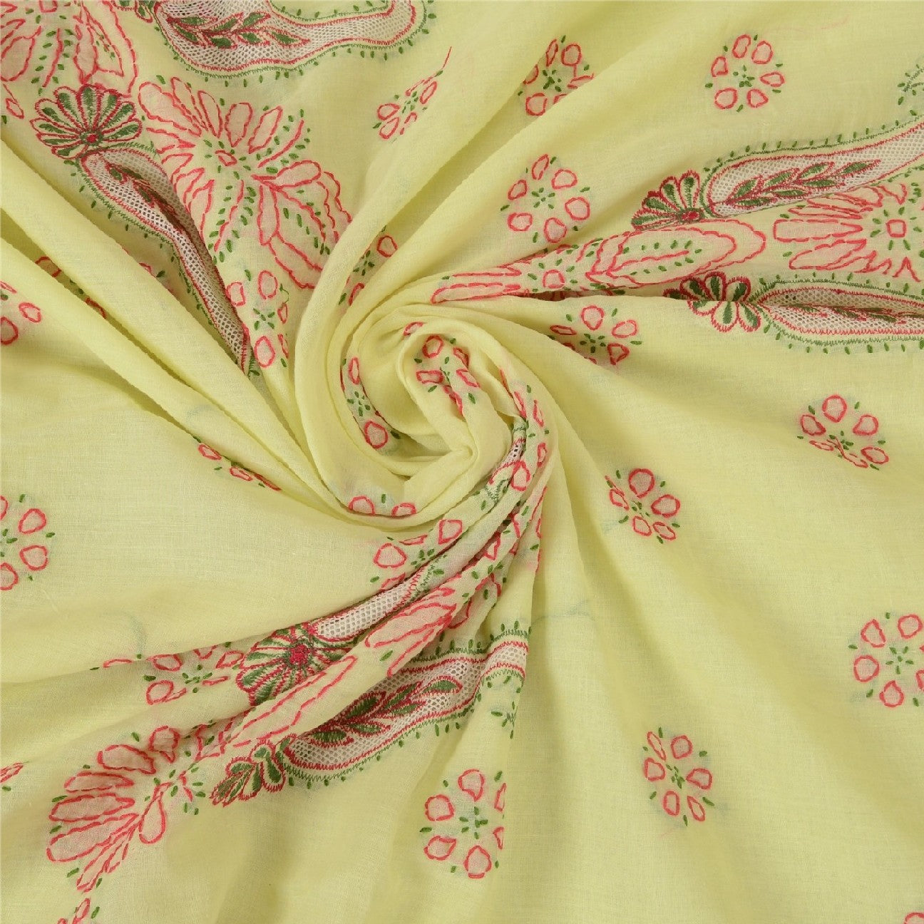 Sanskriti Vintage Yellow Sarees Blend Cotton Handmade Chikankari Sari Sustainable Fabric