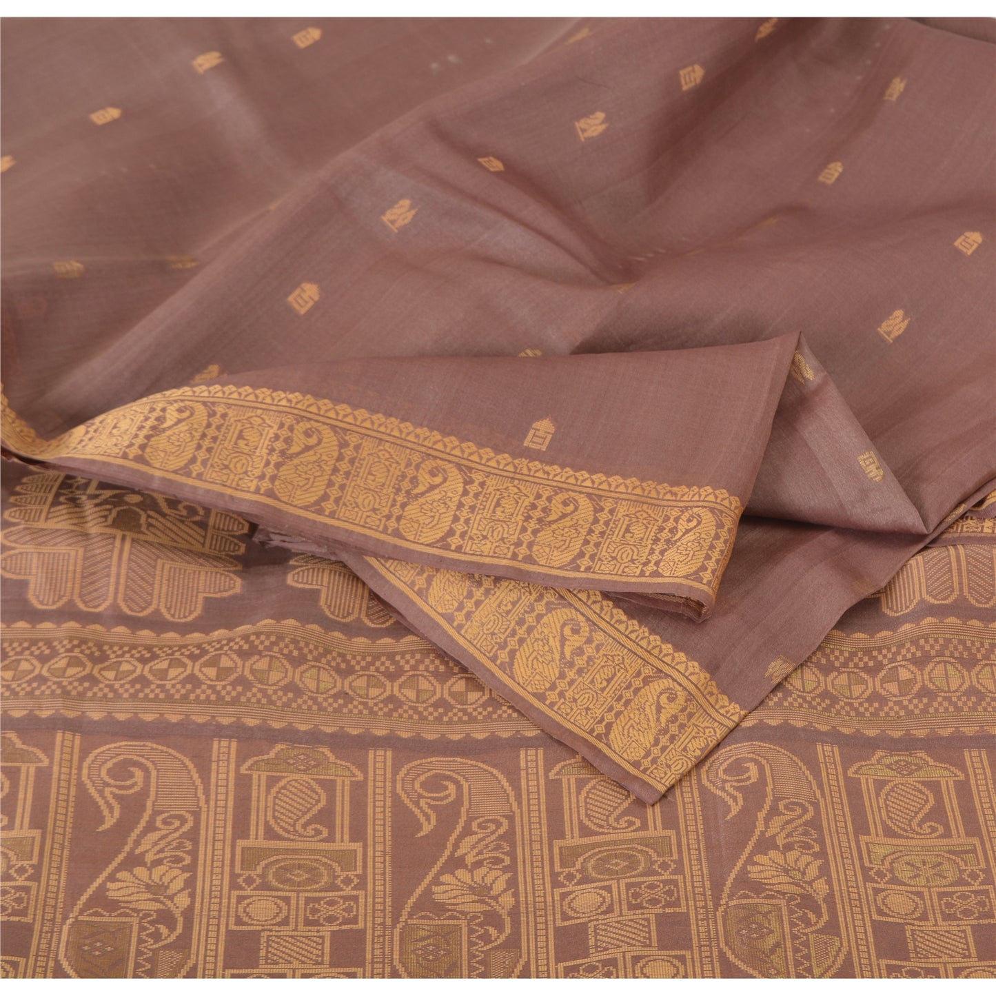 Sanskriti Vintage Indian Mauve Pure Silk Hand Woven Ethnic Sari 5yd Craft Sustainable Fabric