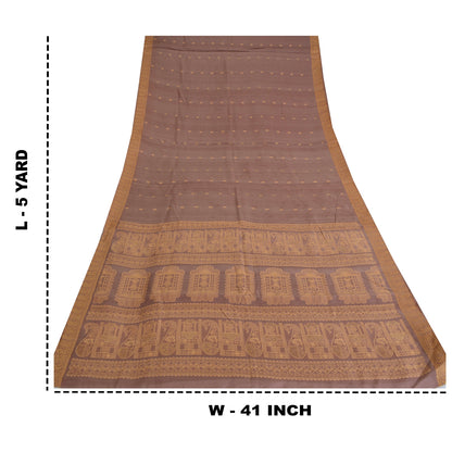 Sanskriti Vintage Indian Mauve Pure Silk Hand Woven Ethnic Sari 5yd Craft Sustainable Fabric