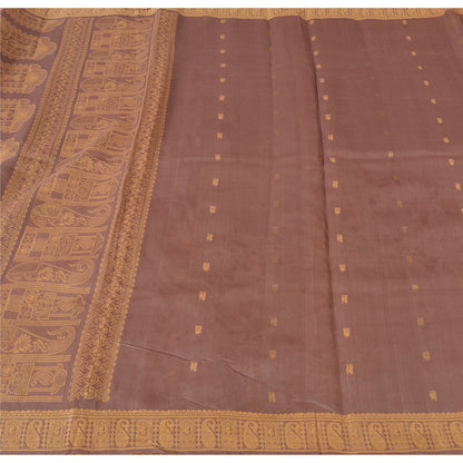 Sanskriti Vintage Indian Mauve Pure Silk Hand Woven Ethnic Sari 5yd Craft Sustainable Fabric