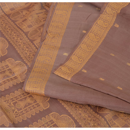 Sanskriti Vintage Indian Mauve Pure Silk Hand Woven Ethnic Sari 5yd Craft Sustainable Fabric