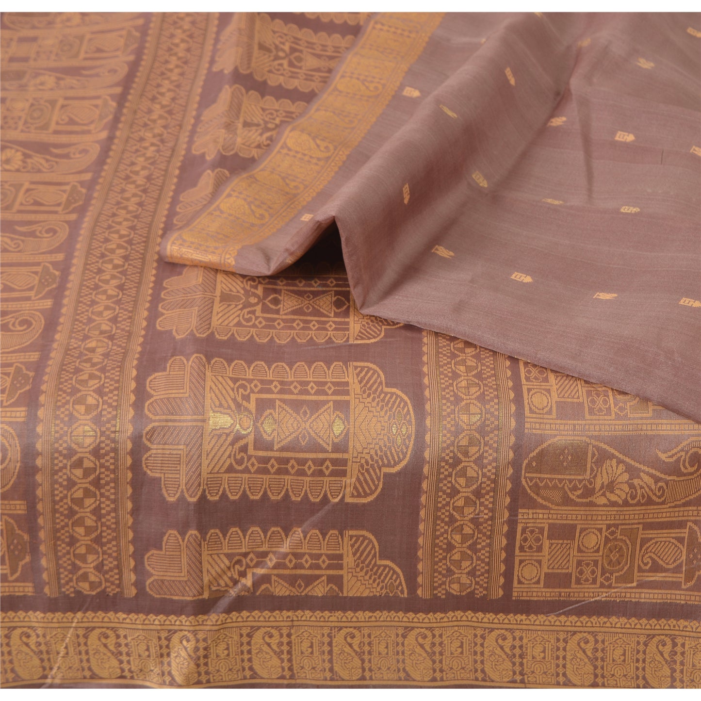 Sanskriti Vintage Indian Mauve Pure Silk Hand Woven Ethnic Sari 5yd Craft Sustainable Fabric