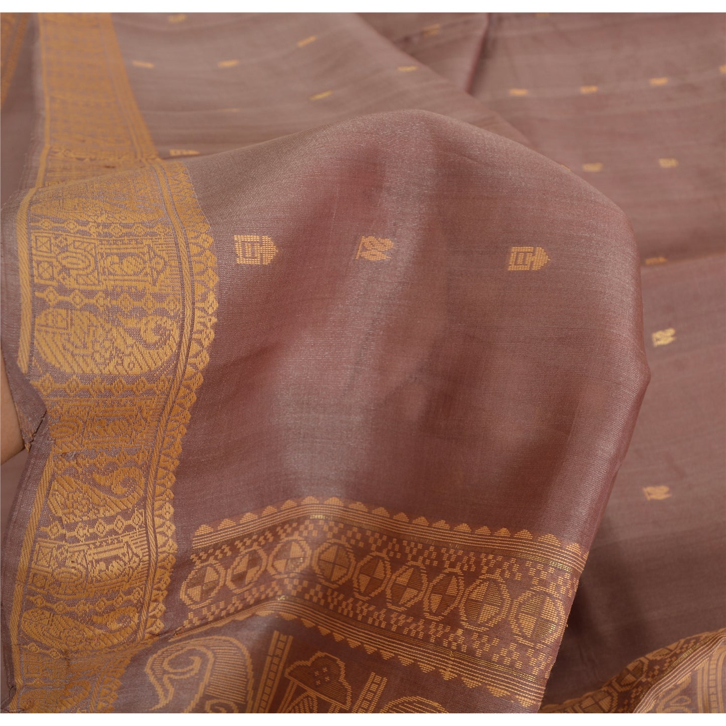 Sanskriti Vintage Indian Mauve Pure Silk Hand Woven Ethnic Sari 5yd Craft Sustainable Fabric