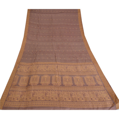 Sanskriti Vintage Indian Mauve Pure Silk Hand Woven Ethnic Sari 5yd Craft Sustainable Fabric