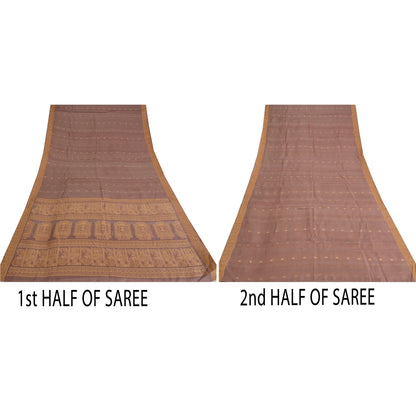 Sanskriti Vintage Indian Mauve Pure Silk Hand Woven Ethnic Sari 5yd Craft Sustainable Fabric