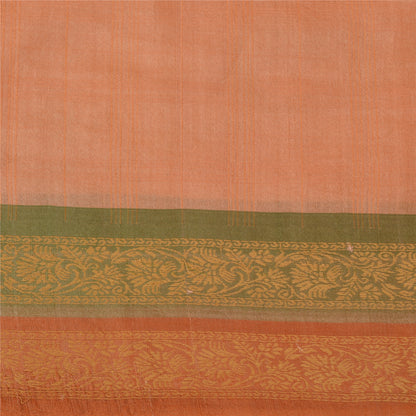 Sanskriti Vintage Pink/Peach Indian Sarees Pure Silk Woven Premium Sari Fabric
