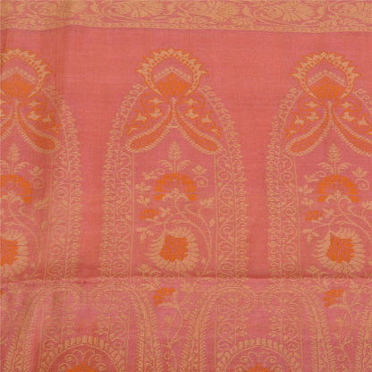 Sanskriti Vintage Pink/Peach Indian Sarees Pure Silk Woven Premium Sari Fabric