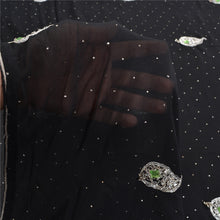Load image into Gallery viewer, Sanskriti Vintage Bollywood Sarees Pure Georgette Black Hand Beaded Sari Fabric
