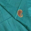 Sanskriti Vintage Teal Sarees 100% Pure Silk Embroidered Sari Craft Sustainable Fabric