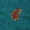 Sanskriti Vintage Teal Sarees 100% Pure Silk Embroidered Sari Craft Sustainable Fabric