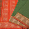 Sanskriti Vintage Saffron/Green Sarees Blend Silk Woven Premium Sari Sustainable Fabric