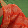 Sanskriti Vintage Saffron/Green Sarees Blend Silk Woven Premium Sari Sustainable Fabric