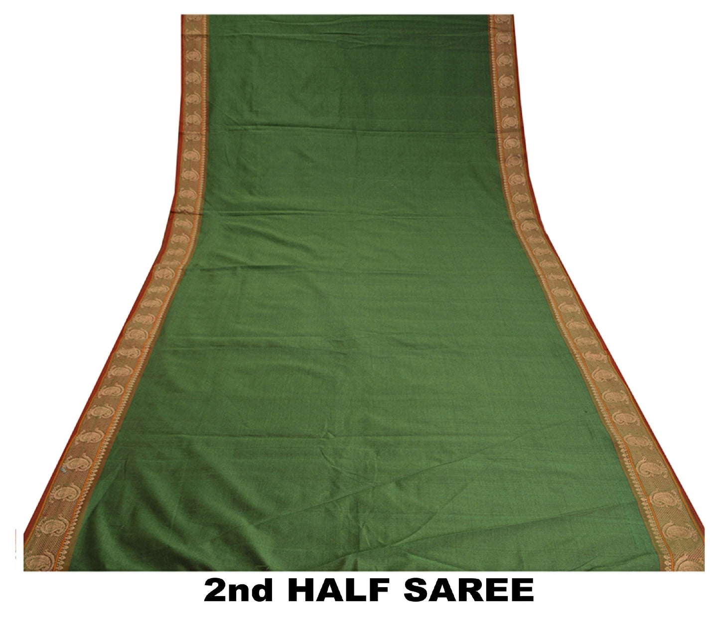 Sanskriti Vintage Saffron/Green Sarees Blend Silk Woven Premium Sari Sustainable Fabric