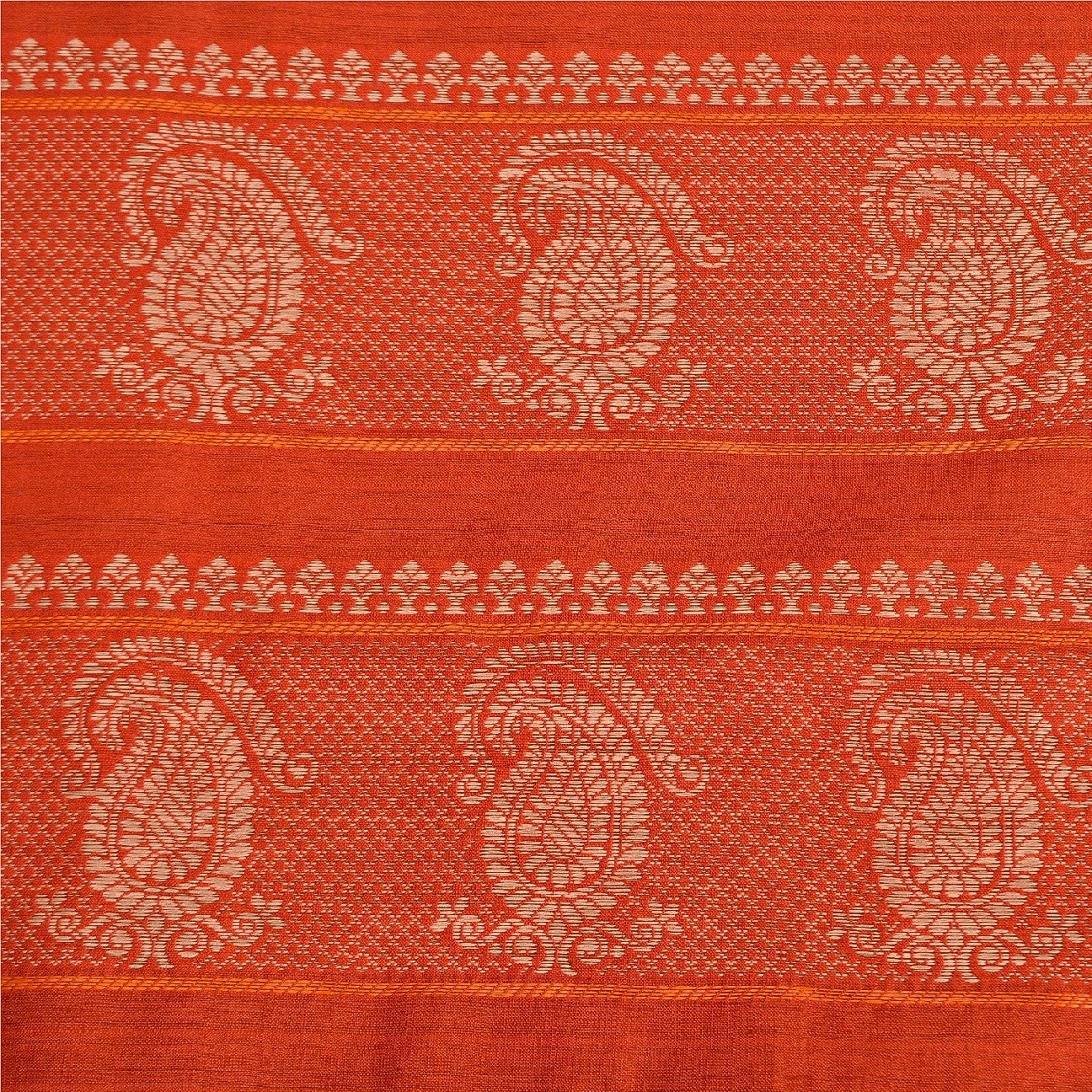 Sanskriti Vintage Saffron/Green Sarees Blend Silk Woven Premium Sari Sustainable Fabric