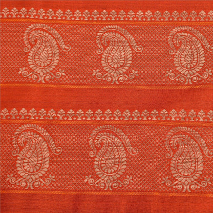 Sanskriti Vintage Saffron/Green Sarees Blend Silk Woven Premium Sari Sustainable Fabric