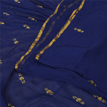Load image into Gallery viewer, Sanskriti Vintage Blue Sarees Pure Chiffon Silk Hand Beaded Sari Craft Fabric
