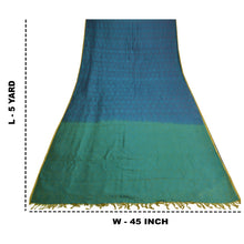 Load image into Gallery viewer, Sanskriti Vintage Blue/Green Indian Sarees Pure Silk Woven Sari Craft Fabric
