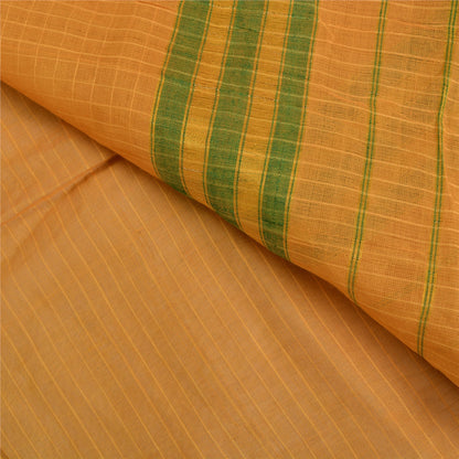 Sanskriti Vintage Saffron Sarees 100% Pure Cotton Woven Ilkal Rare Sari Fabric